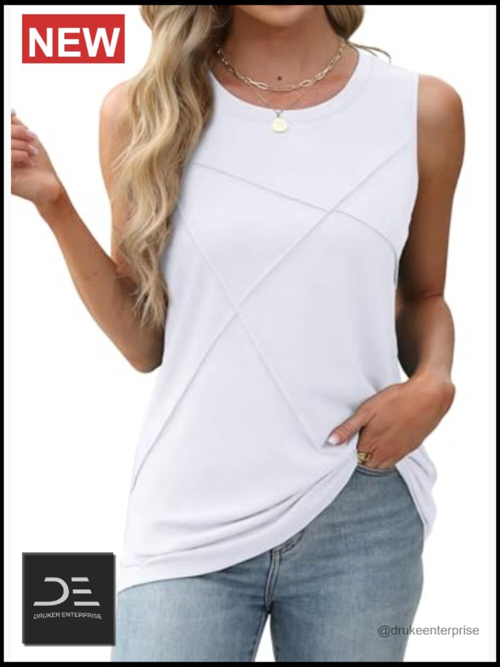 Sleeveless Crewneck Loose Fit Tank Top - Picture 3 of 6